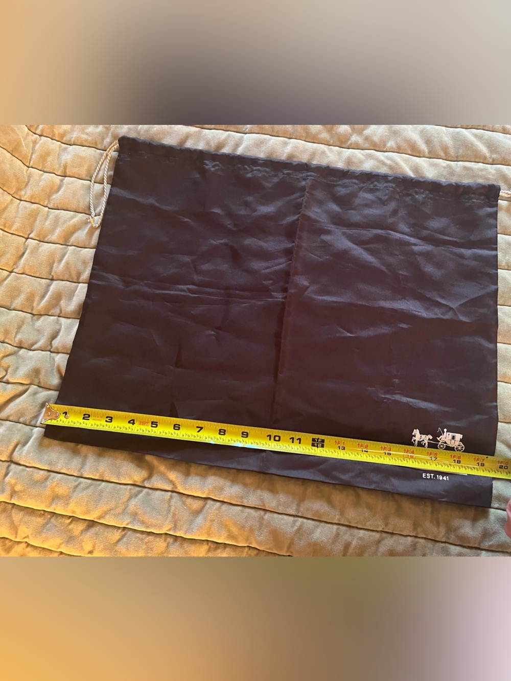 Coach Black Drawstring Dust Bag with Logo